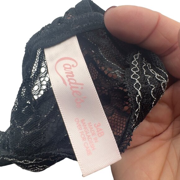 Candies Lace Racerback Bra Front Hook Closure Black Padded Style Size 34B - Picture 4 of 4